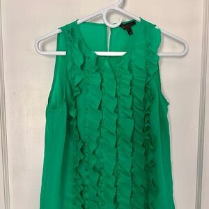 Green Sleeveless Blouse w/Ruffles